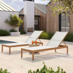 Playa Outdoor Textilene Stacking Chaise Lounge (Set of 2)