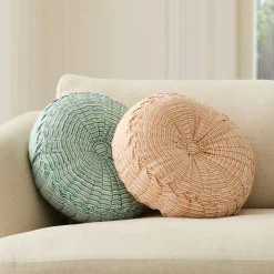 Pleated Stripe Round Pillow