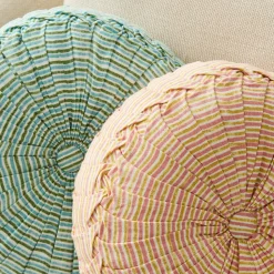 Pleated Stripe Round Pillow