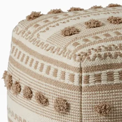 Pom Pom Stripe Pouf