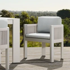 Porto Aluminum Outdoor Dining Arm Chair (Set of 2)