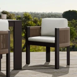 Porto Aluminum Outdoor Dining Arm Chair (Set of 2)