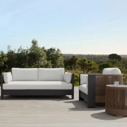 Porto Aluminum Outdoor Sofa (75"), Lounge Chair & Side Table (18")