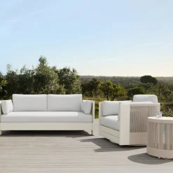 Porto Aluminum Outdoor Sofa (75"), Swivel Chair & Side Table (18")