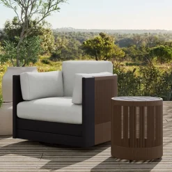 Porto Aluminum Outdoor Swivel Chair & Side Table (18")