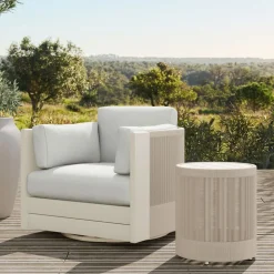 Porto Aluminum Outdoor Swivel Chair & Side Table (18")