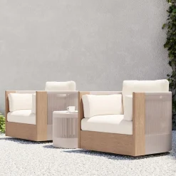 Porto Outdoor Swivel Chairs & Side Table Set