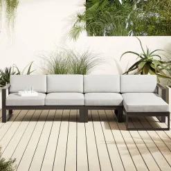 Portside Aluminum Outdoor 3-Piece Chaise Sectional (116")