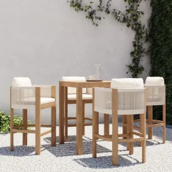 Portside Bar Table (35") & Porto Bar Stools Set