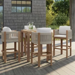 Portside Bar Table (35") & Porto Bar Stools Set