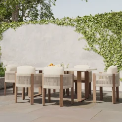 Portside Concrete Outdoor Dining Table (72") & Porto Dining Chairs Set