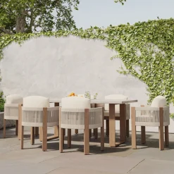 Portside Concrete Outdoor Dining Table (72") & Porto Dining Chairs Set