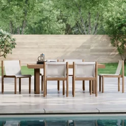 Portside Outdoor Dining Table (76.5") & Cusco Dining Chairs Set
