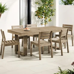 Portside Outdoor Dining Table (76.5"–96") & Dining Chairs Set