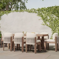Portside Outdoor Dining Table (76.5"–96") & Porto Side Dining Chairs Set