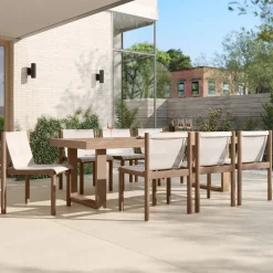 Portside Outdoor Extendable Dining Table (76.5"–106") & Cusco Dining Chairs Set