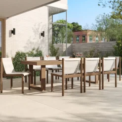 Portside Outdoor Extendable Dining Table (76.5"–106") & Cusco Dining Chairs Set