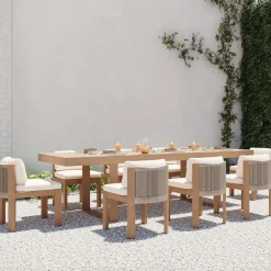Portside Outdoor Extendable Dining Table (76.5"–106") & Porto Side Dining Chairs Set