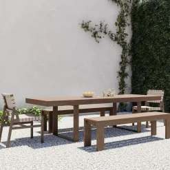 Portside Outdoor Extendable Dining Table (76.5"–106"), Benches & Granada Chairs Set