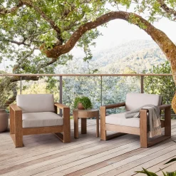 Portside Outdoor Lounge Chairs & Round Side Table Set