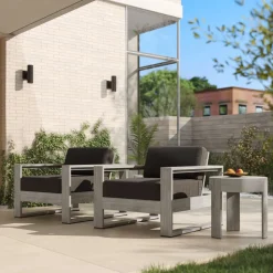 Portside Outdoor Lounge Chairs & Round Side Table Set