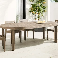 Portside Outdoor Round Extendable Dining Table (48"–93")