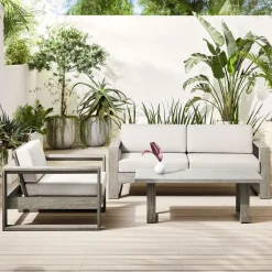 Portside Outdoor Sofa, Lounge Chair & Concrete Coffee Table Set