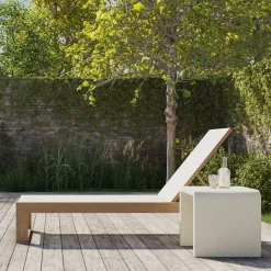 Portside Outdoor Textilene Chaise Lounge & Syros Side Table (19") Set