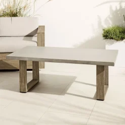 Portside Outdoor Wood/Concrete Coffee Table (50.5")