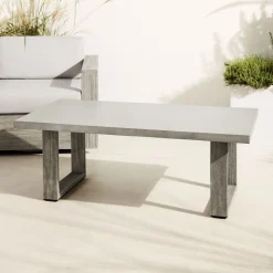 Portside Outdoor Wood/Concrete Coffee Table (50.5")