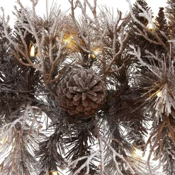 Pre-Lit Faux Flocked Pine Cone Garland