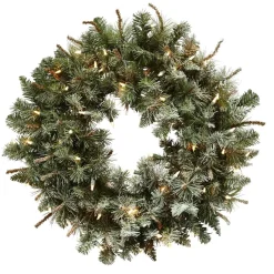Pre-Lit Faux Frosted Wreath