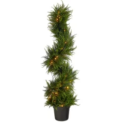 Pre-Lit Faux Potted Spiral Cypress Indoor/Outdoor Tree