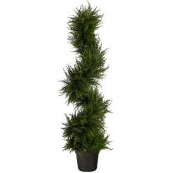 Pre-Lit Faux Potted Spiral Cypress Indoor/Outdoor Tree