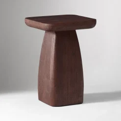 Quince Solid Wood Pedestal Side Table (14")