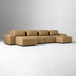 Quinten Leather 4-Piece U-Shaped Chaise Sectional (164")