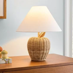 Rattan Apple Table Lamp (18")