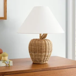 Rattan Apple Table Lamp (18")