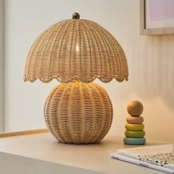 Rattan Bubble Table Lamp (14")