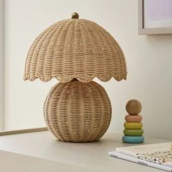 Rattan Bubble Table Lamp (14")