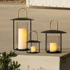 Rattan-Handled Iron Lanterns
