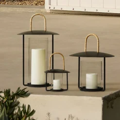 Rattan-Handled Iron Lanterns