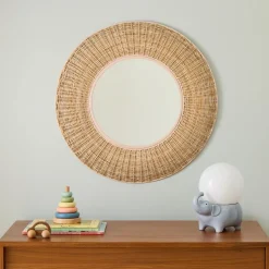 Rattan Round Wall Mirror (24")