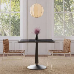 Raymond Restaurant Dining Table - Porcelain w/ Protective Metal Bumper - Square