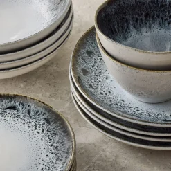 Reactive Glaze Stoneware Dinnerware (Set of 16)
