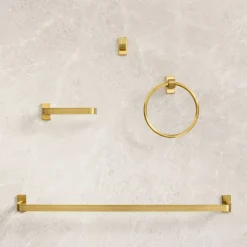 Reeded Bathroom Hardware - Antique Brass