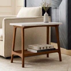 Reeve Mid-Century Marble Side Table (28")