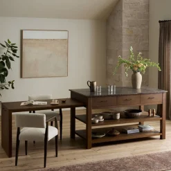 Rhosyn Marble Kitchen Island (65"–117")