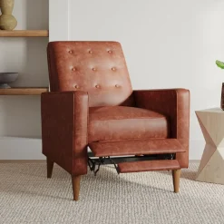 Rhys Mid-Century Leather Recliner