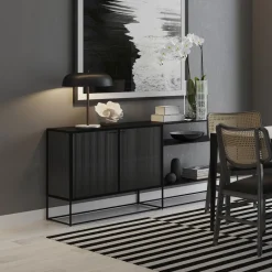 Ridged Glass & Metal Buffet (35.5"–71")